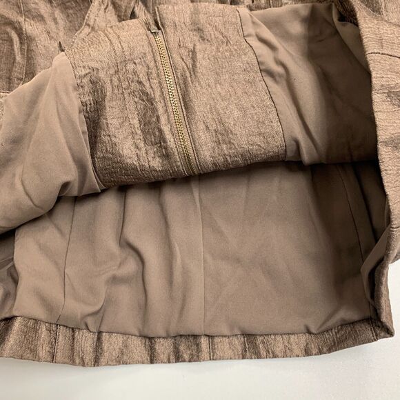 J.Jill Jacket Womens 6 Metallic Bronze Waist Tie Full Zip Snap Buttons Lined - Picture 12 of 16